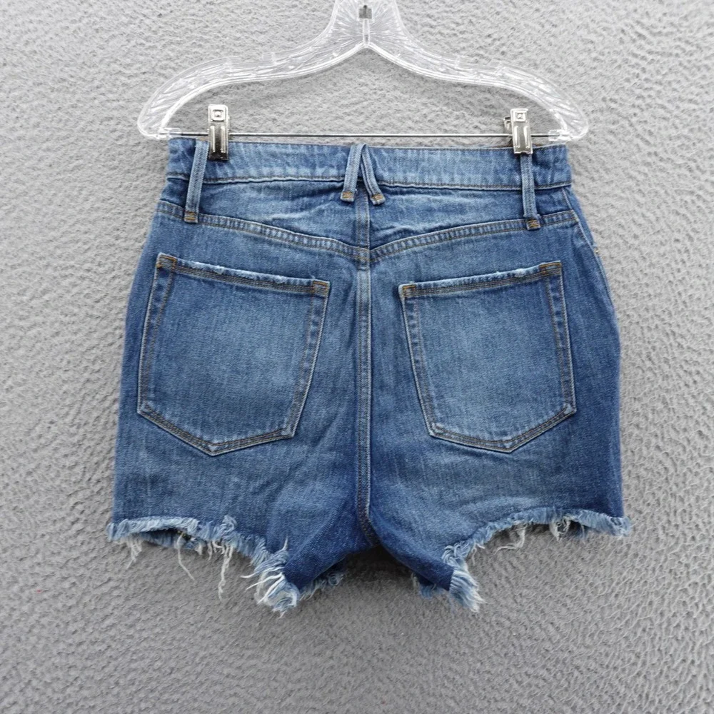 Good American Bombshell Denim Jean Shorts 6 28 Blue Womnens High Rise Distressed